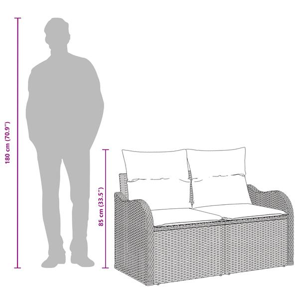 Grote foto vidaxl tuinbank met kussen beige 121 x 62 x 69cm poly rattan tuin en terras tuinmeubelen