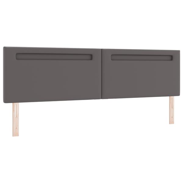 Grote foto vidaxl hoofdbord met led striplichten wandgemonteerd grijs 200 cm pvc antiek en kunst stoelen en banken