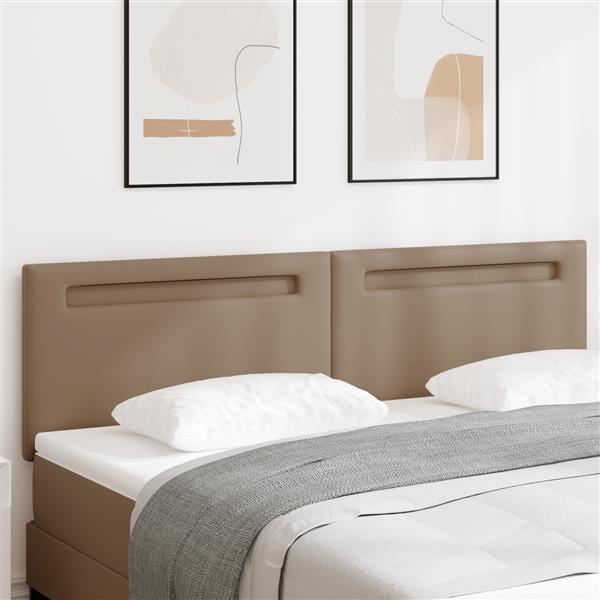Grote foto vidaxl hoofdbord met led striplichten cappuccino 180 cm pvc antiek en kunst stoelen en banken