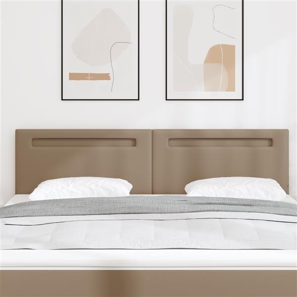 Grote foto vidaxl hoofdbord met led striplichten cappuccino 180 cm pvc antiek en kunst stoelen en banken