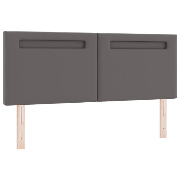Grote foto vidaxl hoofdbord met led striplichten wandgemonteerd grijs 160 cm pvc antiek en kunst stoelen en banken