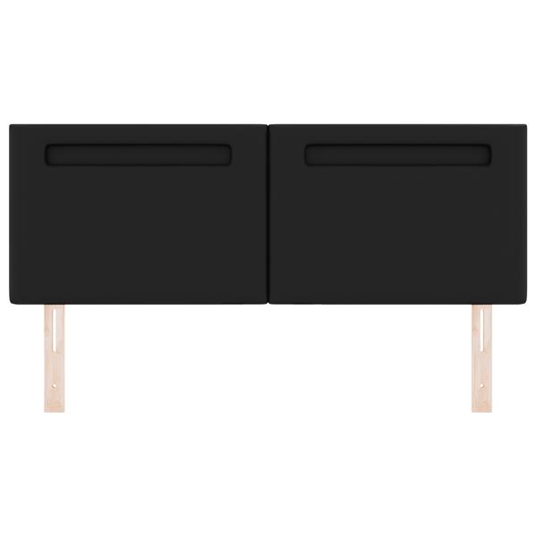 Grote foto vidaxl hoofdbord met led striplichten wandgemonteerd zwart 144 cm pvc antiek en kunst stoelen en banken