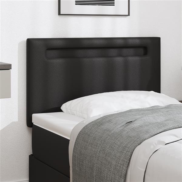 Grote foto vidaxl hoofdbord met led striplichten wandgemonteerd zwart 100 cm pvc antiek en kunst stoelen en banken