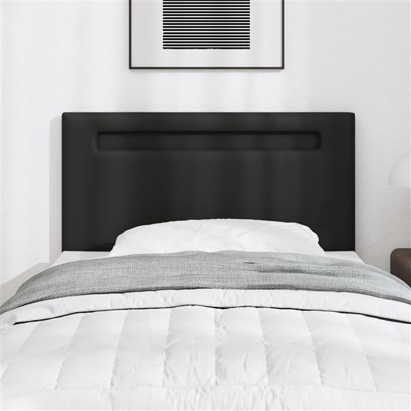 Grote foto vidaxl hoofdbord met led striplichten wandgemonteerd zwart 100 cm pvc antiek en kunst stoelen en banken
