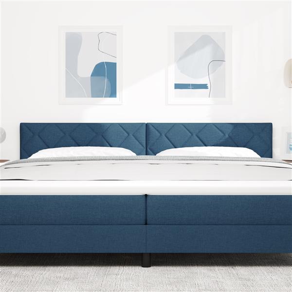 Grote foto vidaxl stoffen hoofdbord geometrisch met hoofdeinde blauw 200 cm stof antiek en kunst stoelen en banken