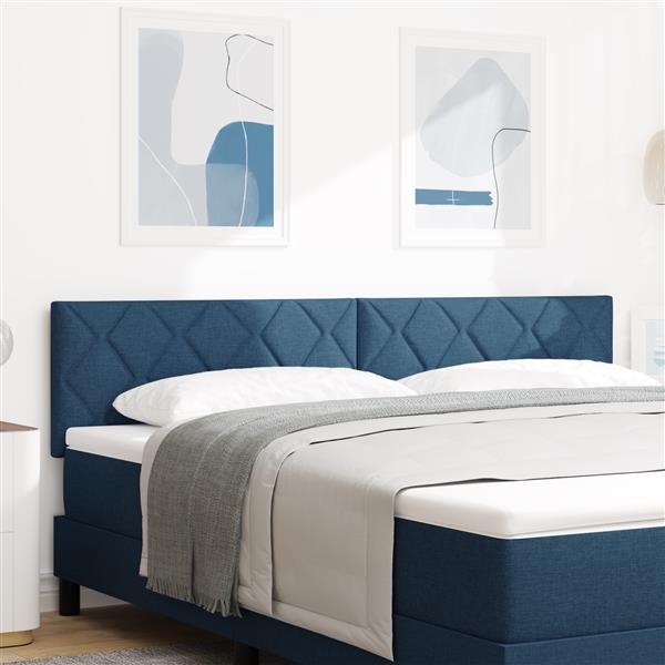 Grote foto vidaxl stoffen hoofdbord geometrisch met hoofdeinde blauw 180 cm stof antiek en kunst stoelen en banken
