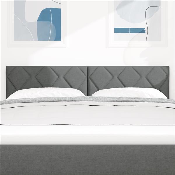 Grote foto vidaxl stoffen hoofdbord geometrisch donkergrijs 160 cm stof antiek en kunst stoelen en banken