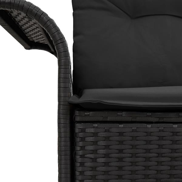Grote foto vidaxl tuinbank met kussen zwart 141 x 62 x 69cm poly rattan tuin en terras tuinmeubelen