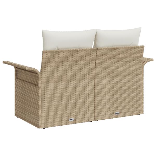 Grote foto vidaxl tuinbank met kussen beige 141 x 62 x 69cm poly rattan tuin en terras tuinmeubelen