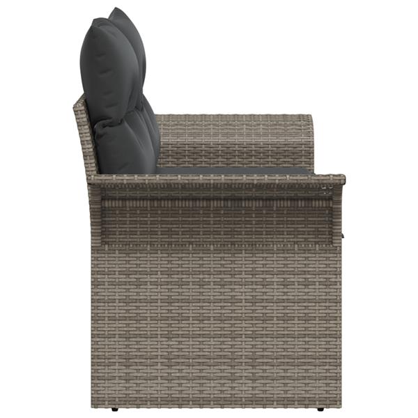 Grote foto vidaxl tuinbank met kussen grijs 141 x 62 x 69cm poly rattan tuin en terras tuinmeubelen
