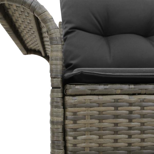 Grote foto vidaxl tuinbank met kussen grijs 141 x 62 x 69cm poly rattan tuin en terras tuinmeubelen