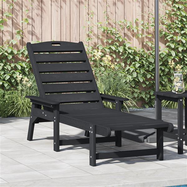 Grote foto vidaxl ligstoel zwart 73.5 x 92 x 90cm hdpe tuin en terras tuinmeubelen