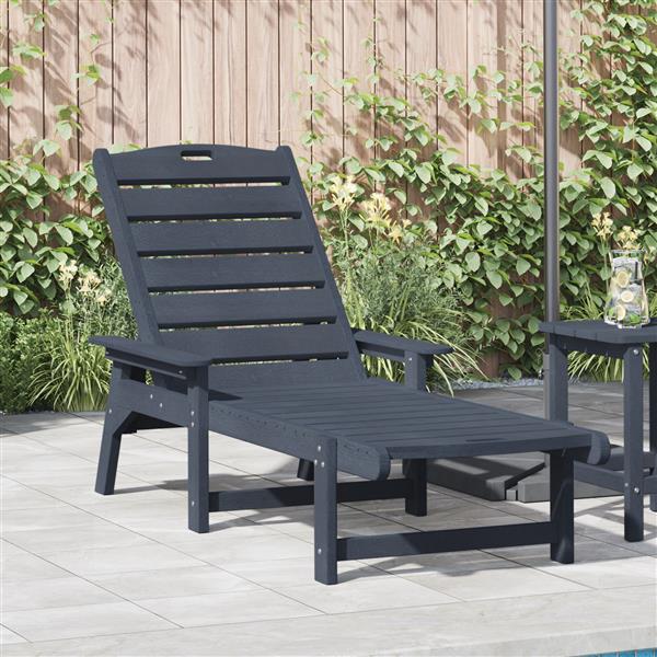 Grote foto vidaxl ligstoel met kussen marineblauw 73.5 x 92 x 90cm hdpe tuin en terras tuinmeubelen