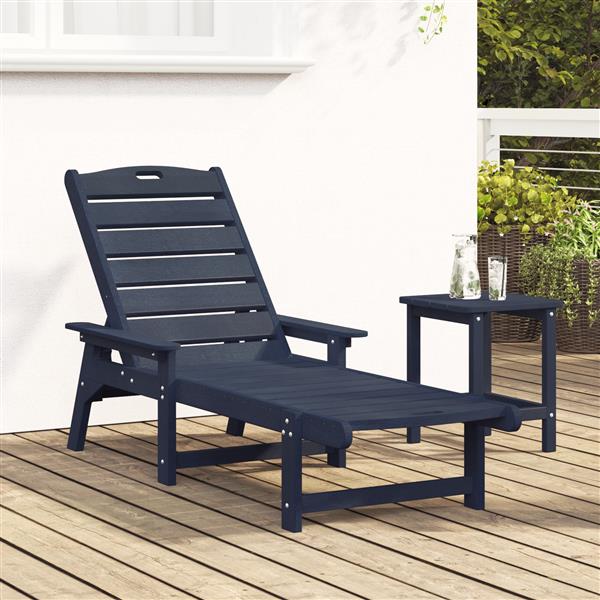 Grote foto vidaxl ligstoel met kussen marineblauw 73.5 x 92 x 90cm hdpe tuin en terras tuinmeubelen