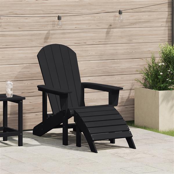 Grote foto vidaxl adirondack stoel met kussen zwart 74 x 82 x 92cm hdpe tuin en terras tuinmeubelen