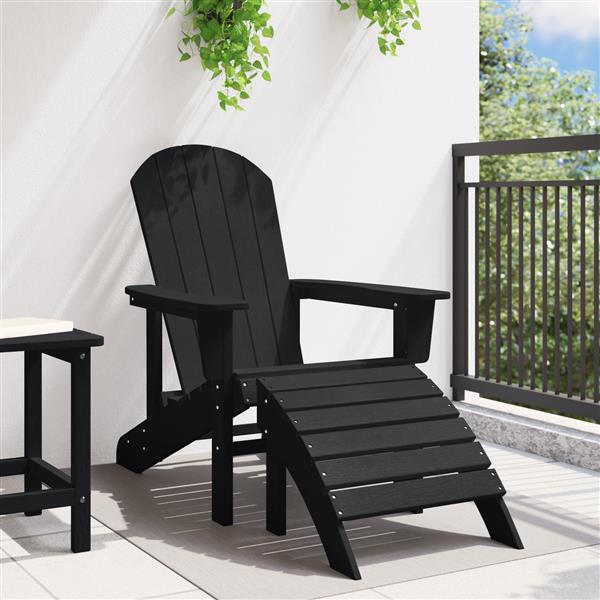 Grote foto vidaxl adirondack stoel met kussen zwart 74 x 82 x 92cm hdpe tuin en terras tuinmeubelen