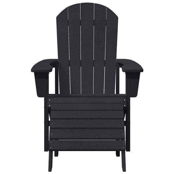 Grote foto vidaxl adirondack stoel met kussen zwart 74 x 82 x 92cm hdpe tuin en terras tuinmeubelen