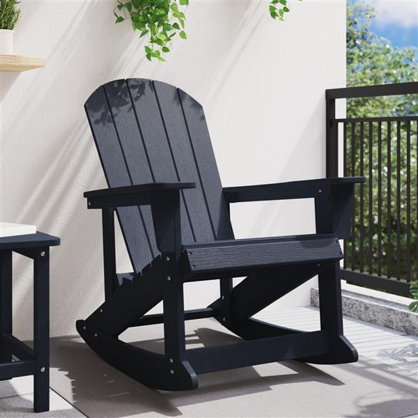 Grote foto vidaxl adirondack schommelstoel marineblauw 73.5 x 92 x 90cm kunststof tuin en terras tuinmeubelen