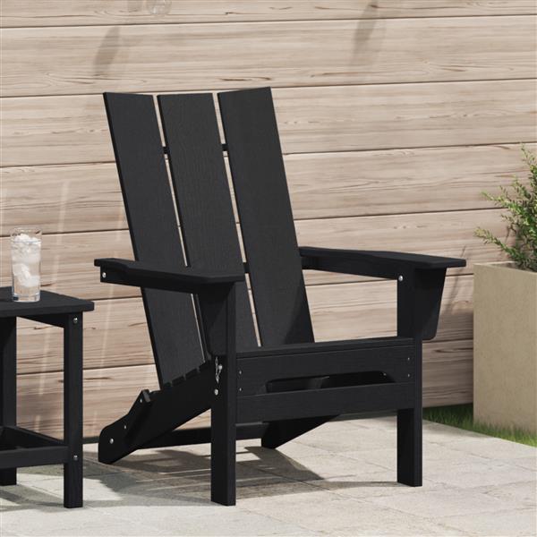 Grote foto vidaxl vouw adirondack stoel zwart 74.5 x 80.5 x 90cm hdpe tuin en terras tuinmeubelen