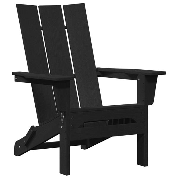 Grote foto vidaxl vouw adirondack stoel zwart 74.5 x 80.5 x 90cm hdpe tuin en terras tuinmeubelen