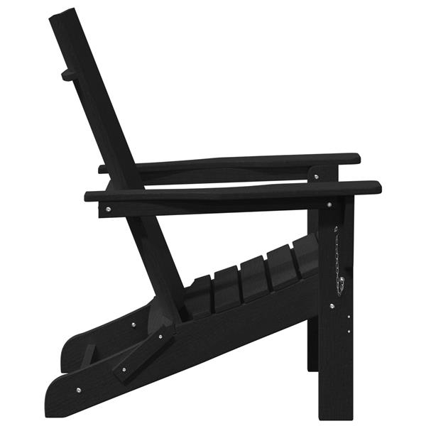 Grote foto vidaxl vouw adirondack stoel zwart 74.5 x 80.5 x 90cm hdpe tuin en terras tuinmeubelen