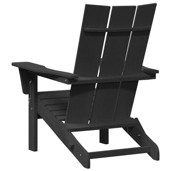 Grote foto vidaxl vouw adirondack stoel zwart 74.5 x 80.5 x 90cm hdpe tuin en terras tuinmeubelen