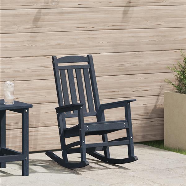 Grote foto vidaxl tuin schommelstoel marineblauw 70 x 92 x 108cm kunststof tuin en terras tuinmeubelen