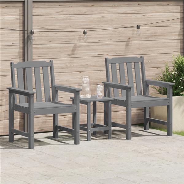 Grote foto vidaxl tuinstoel met kussen 2 pcs lichtgrijs 65.5 x 59 x 88cm hdpe tuin en terras tuinmeubelen