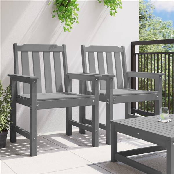 Grote foto vidaxl tuinstoel met kussen 2 pcs lichtgrijs 65.5 x 59 x 88cm hdpe tuin en terras tuinmeubelen