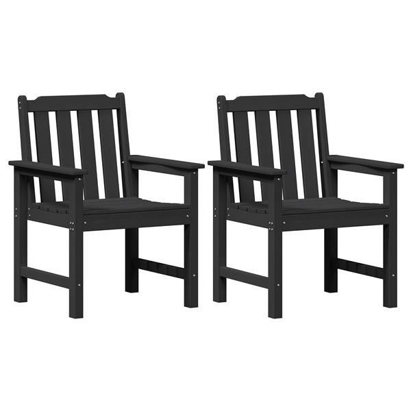 Grote foto vidaxl tuinstoel met kussen 2 pcs zwart 65.5 x 59 x 88cm hdpe tuin en terras tuinmeubelen