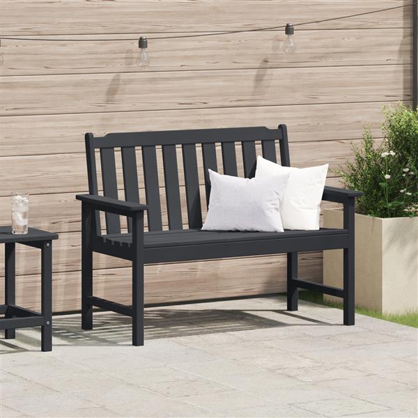 Grote foto vidaxl tuinbank met kussen zwart 120 x 59 x 88cm hdpe tuin en terras tuinmeubelen
