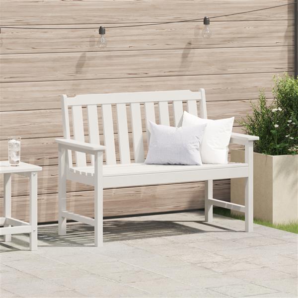 Grote foto vidaxl tuinbank met kussen wit 120 x 59 x 88cm hdpe tuin en terras tuinmeubelen