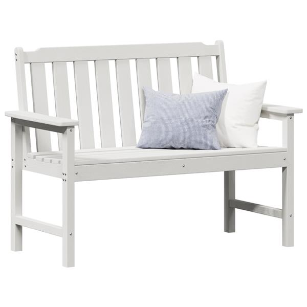 Grote foto vidaxl tuinbank met kussen wit 120 x 59 x 88cm hdpe tuin en terras tuinmeubelen