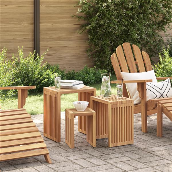 Grote foto vidaxl nest van bijzettafels 3 pcs bruin 33 x 44.5 x 51 cm tuin en terras tuinmeubelen