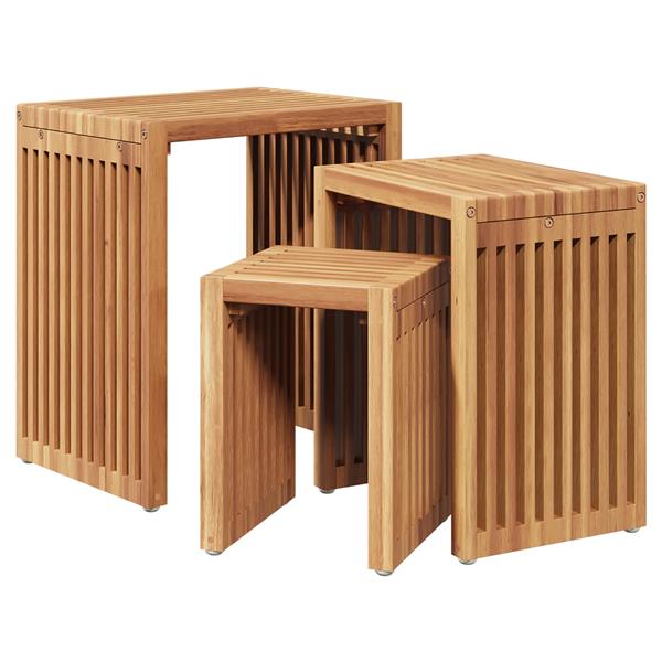 Grote foto vidaxl nest van bijzettafels 3 pcs bruin 33 x 44.5 x 51 cm tuin en terras tuinmeubelen