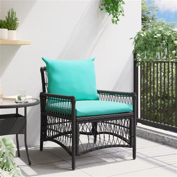 Grote foto vidaxl tuinstoel zwart 60 x 70 x 78cm poly rattan tuin en terras tuinmeubelen