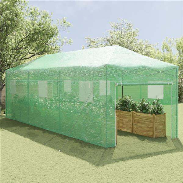 Grote foto vidaxl kas met dak groen 290 x 870 x 315 cm staal tuin en terras overige tuin en terras
