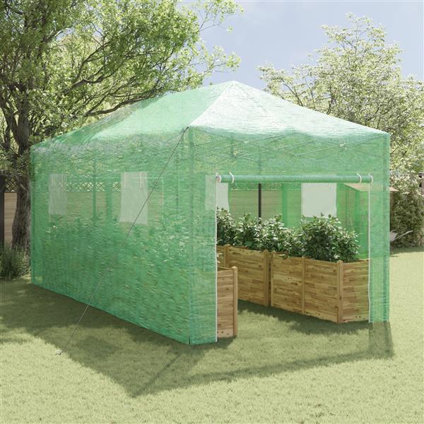 Grote foto vidaxl kas met dak groen 290 x 580 x 315 cm staal tuin en terras overige tuin en terras