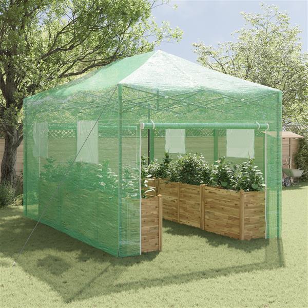 Grote foto vidaxl kas met dak groen 290 x 430 x 315 cm staal tuin en terras overige tuin en terras