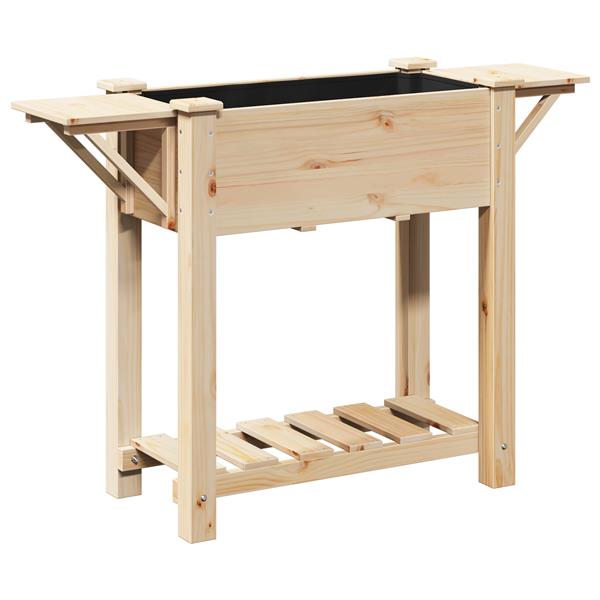 Grote foto vidaxl tuin bloempot beige 111 x 37 x 76.5 cm massief vurenhout tuin en terras overige tuin en terras