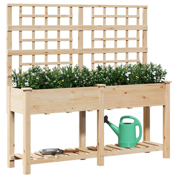 Grote foto vidaxl tuin bloempot beige 161 x 46 x 152.5 cm massief vurenhout tuin en terras overige tuin en terras