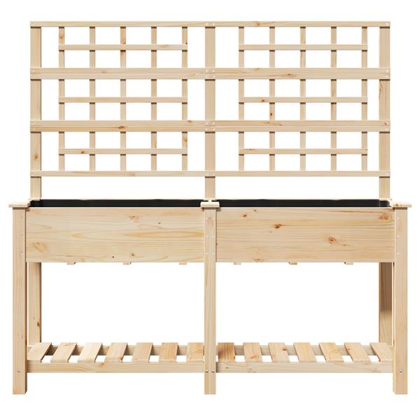 Grote foto vidaxl tuin bloempot beige 161 x 46 x 152.5 cm massief vurenhout tuin en terras overige tuin en terras
