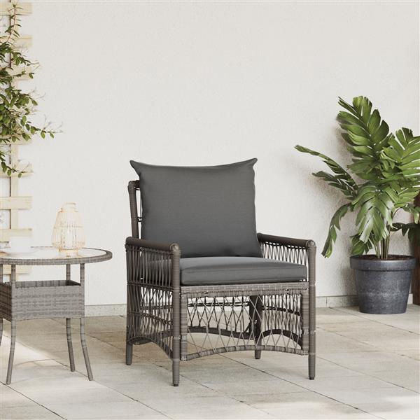 Grote foto vidaxl tuinstoel grijs 60 x 70 x 78cm poly rattan tuin en terras tuinmeubelen