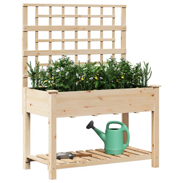 Grote foto vidaxl tuin bloempot beige 115 x 60.5 x 153 cm massief vurenhout tuin en terras overige tuin en terras