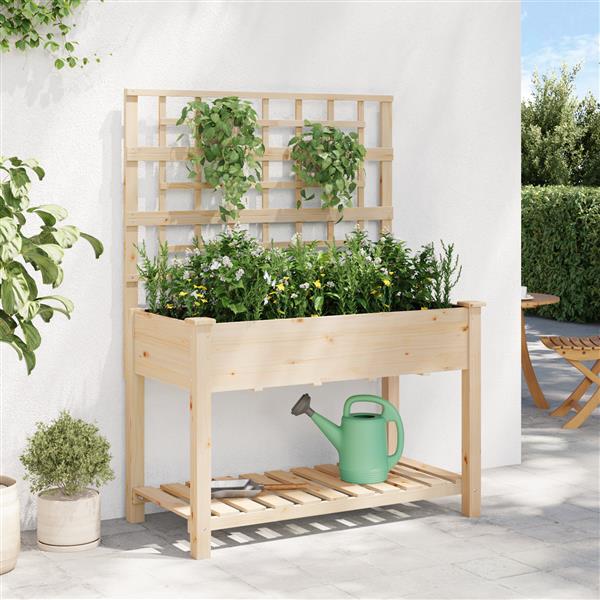 Grote foto vidaxl tuin bloempot beige 115 x 60.5 x 153 cm massief vurenhout tuin en terras overige tuin en terras