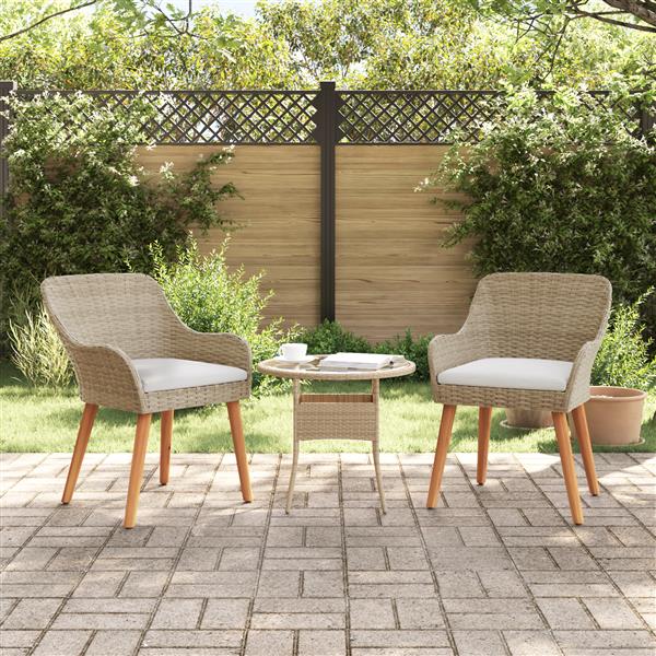 Grote foto vidaxl tuinstoel met kussen 2 pcs beige 55 x 62.5 x 82cm poly rattan tuin en terras tuinmeubelen