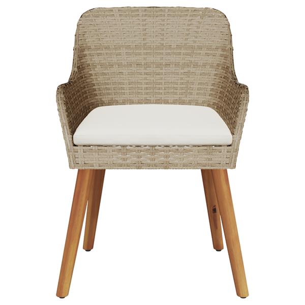 Grote foto vidaxl tuinstoel met kussen 2 pcs beige 55 x 62.5 x 82cm poly rattan tuin en terras tuinmeubelen