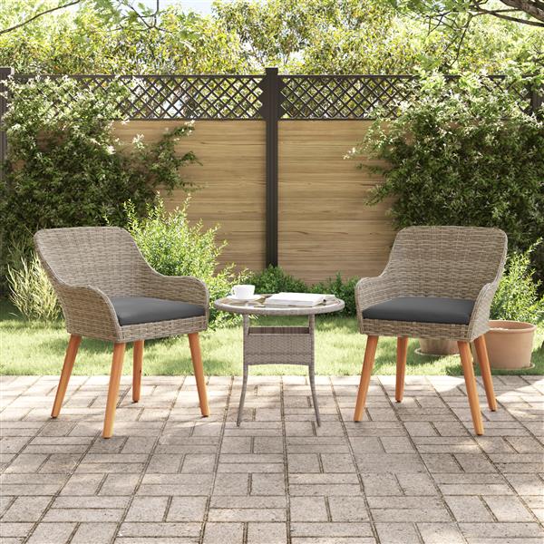 Grote foto vidaxl tuinstoel met kussen 2 pcs zwart 55 x 62.5 x 82cm poly rattan tuin en terras tuinmeubelen