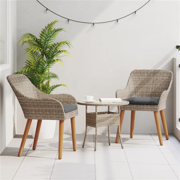 Grote foto vidaxl tuinstoel met kussen 2 pcs zwart 55 x 62.5 x 82cm poly rattan tuin en terras tuinmeubelen