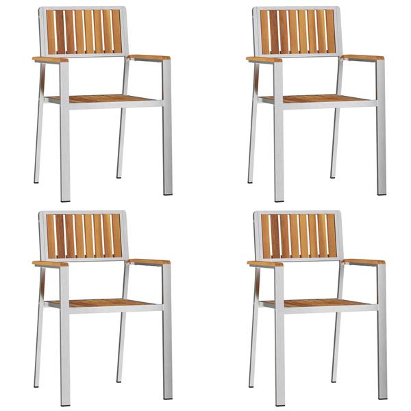 Grote foto vidaxl tuinstoel 4 pcs bruin 56 x 54.5 x 87cm massief acaciahout tuin en terras tuinmeubelen